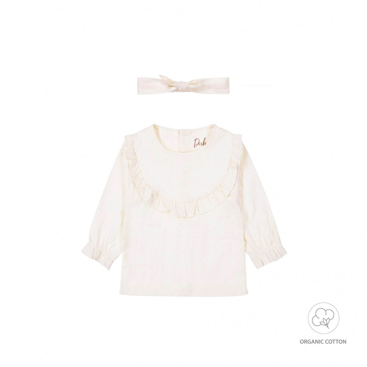 Dirkje off white baby set - blouse en haarband