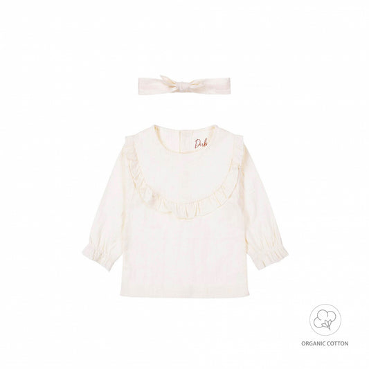 Dirkje off white baby set - blouse en haarband