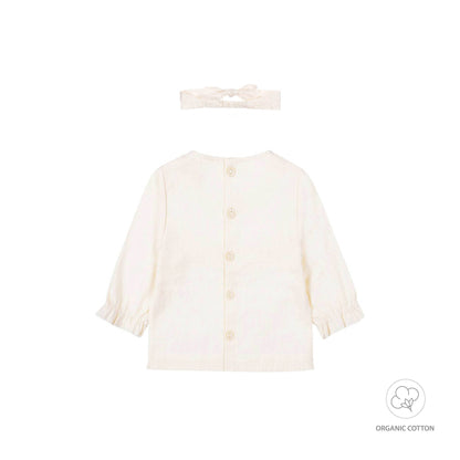 Dirkje off white baby set - blouse en haarband