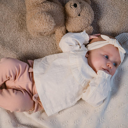 Dirkje off white baby set - blouse en haarband