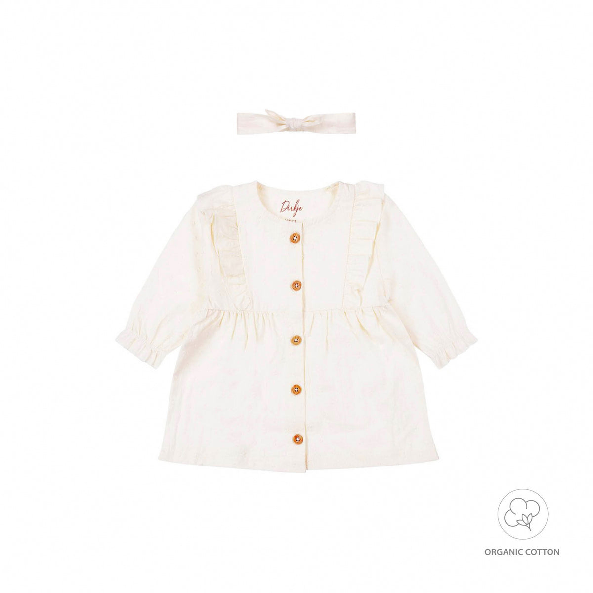 Dirkje off white baby set - jurkje en haarband
