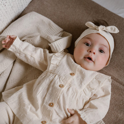Dirkje off white baby set - jurkje en haarband