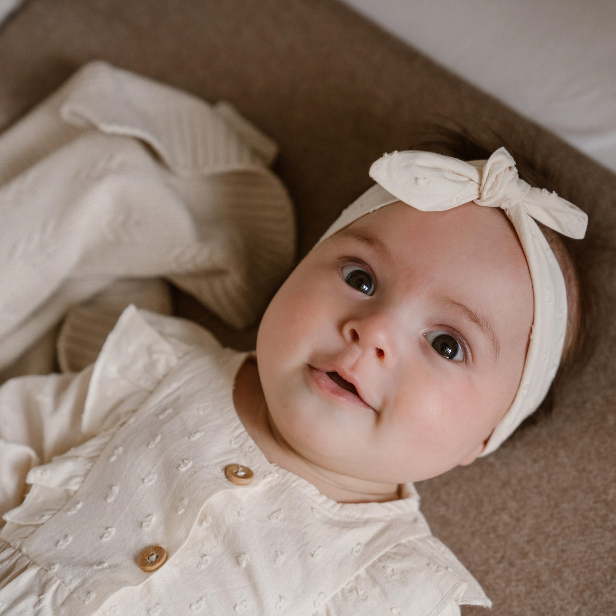 Dirkje off white baby set - jurkje en haarband