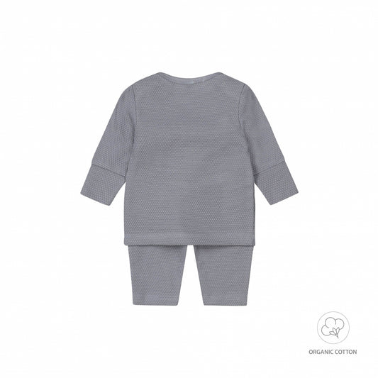 Dirkje faded blue baby set- t-shirt en broekje — detailfoto 2