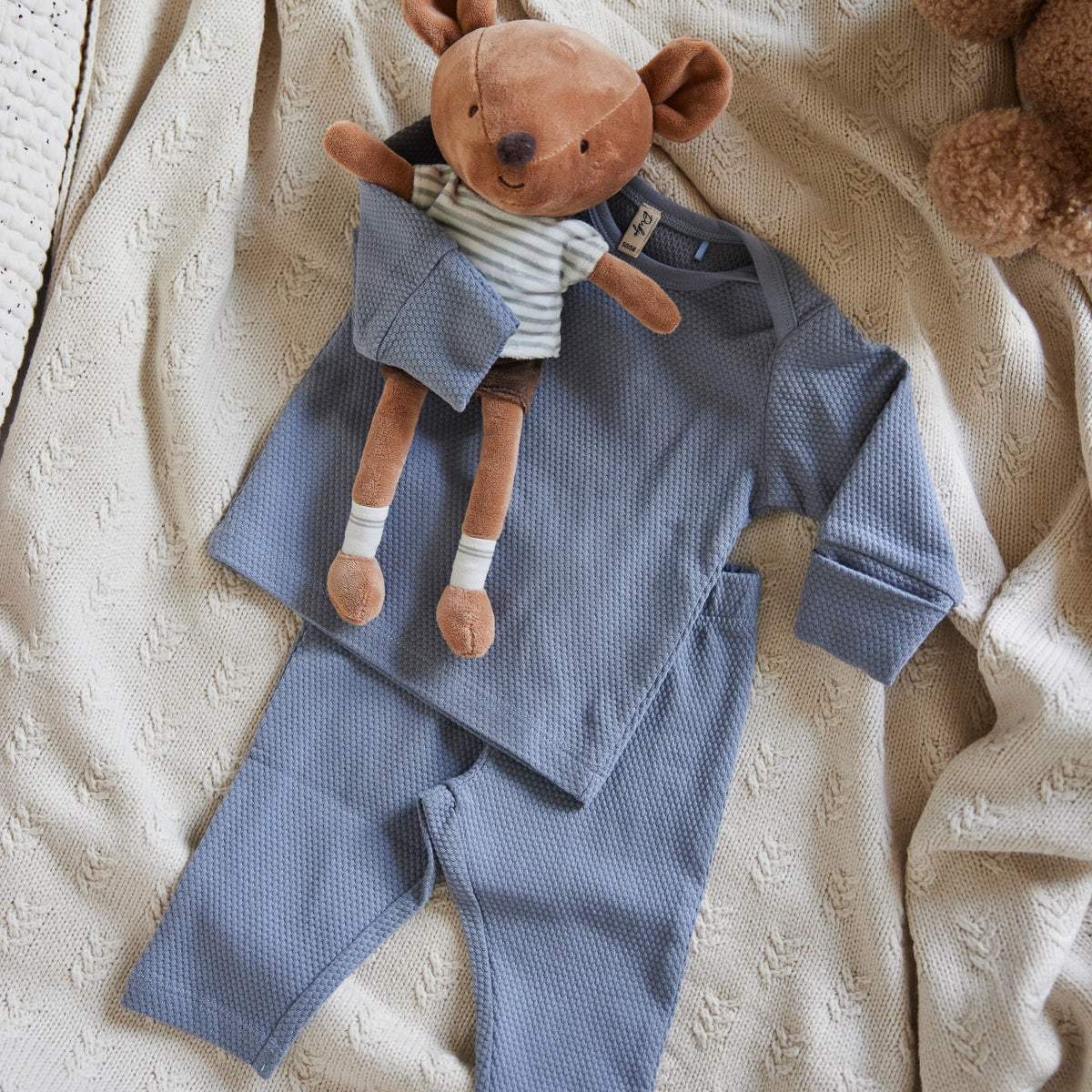 Dirkje faded blue baby set- t-shirt en broekje