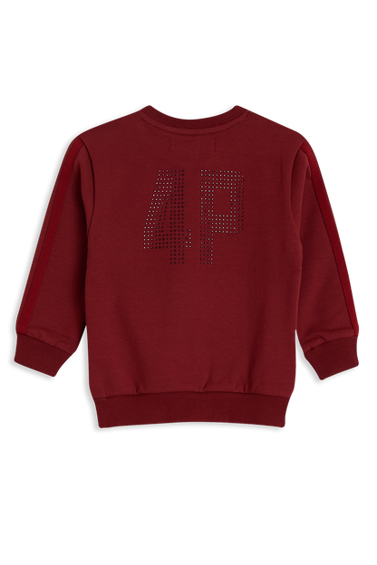 4President Meisjes Sweater Korra - Donker wijnrood — detailfoto 3